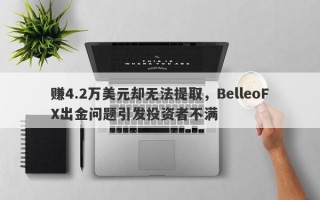 赚4.2万美元却无法提取，BelleoFX出金问题引发投资者不满