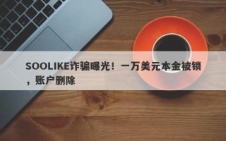 SOOLIKE诈骗曝光！一万美元本金被锁，账户删除