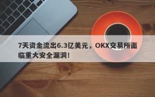 7天资金流出6.3亿美元，OKX交易所面临重大安全漏洞！