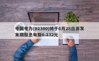 中国电力(02380)将于6月28日派发末期股息每股0.132元