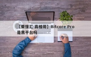 【要懂汇 真相哥】Bitcore Pro是黑平台吗
