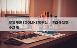 韭菜难逃SOOLIKE黑平台，借口多到数不过来