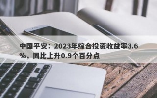 中国平安：2023年综合投资收益率3.6%，同比上升0.9个百分点