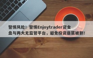 警惕风险！警惕Enjoytrader资金盘与两大无监管平台，避免投资韭菜被割！