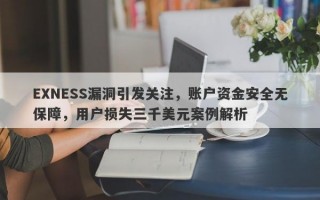 EXNESS漏洞引发关注，账户资金安全无保障，用户损失三千美元案例解析