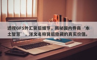 透视GFS外汇背后细节，揭秘国内券商‘本土智慧’，洋文名称背后隐藏的真实价值。