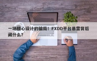 一场精心设计的骗局！FXDD平台暴雷背后藏什么？