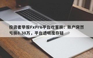 投资者举报FxPro平台吃客损：账户突然亏损8.38万，平台透明度存疑