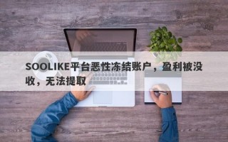 SOOLIKE平台恶性冻结账户，盈利被没收，无法提取